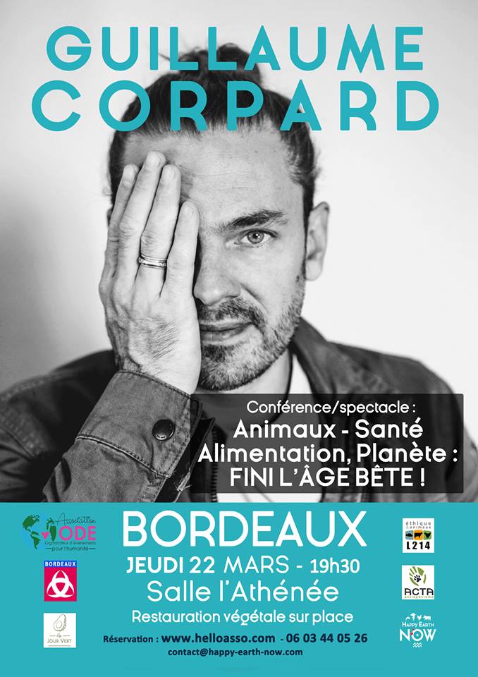 Guillaume Corpard en conférence/spectacle à Bordeaux le 22 mars 2018.