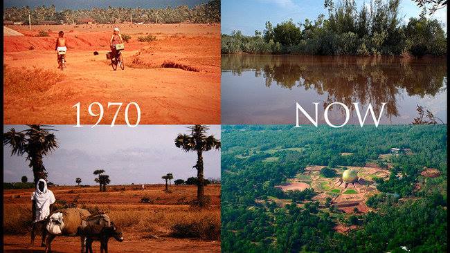 Auroville avant et maintenant