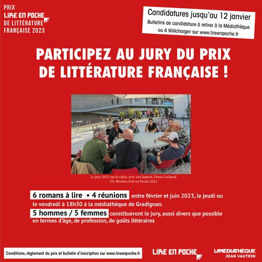 Envie de faire partie du jury du prix de litterature francaise du salon lire en poche 2023 ? 
