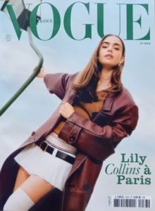 Vogue janvier 2023 avec Lily Collins à Paris