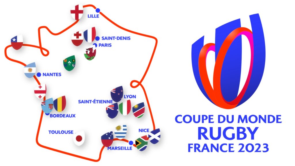 La carte des states de la coupe du monde rugby France 2023 by Jugeote
