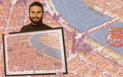 Nicolas Coury cartographie Bordeaux à la main en mode Où est Charlie ?